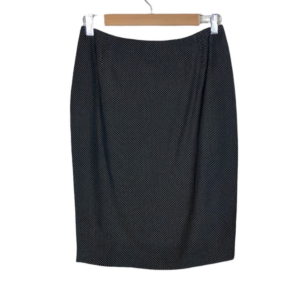 Escada Black and Silver Polka Dotted Satin Pencil Skirt Size 34